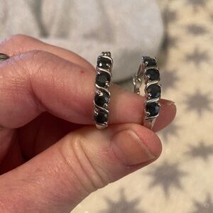 Sapphire and sterling silver earrings so chic!🩵🩵🩵